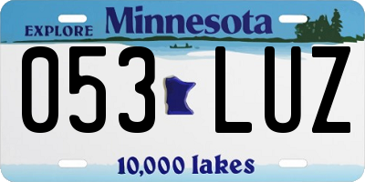 MN license plate 053LUZ