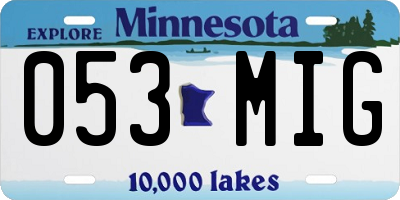 MN license plate 053MIG