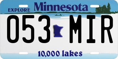 MN license plate 053MIR