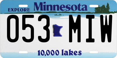 MN license plate 053MIW