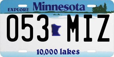 MN license plate 053MIZ