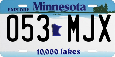 MN license plate 053MJX