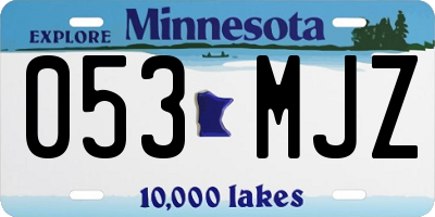 MN license plate 053MJZ