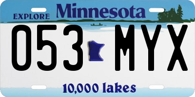 MN license plate 053MYX