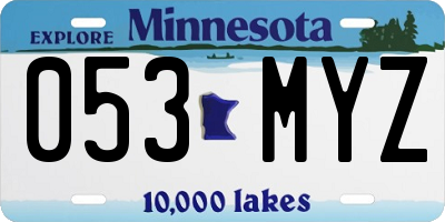 MN license plate 053MYZ