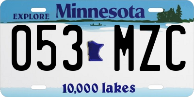 MN license plate 053MZC