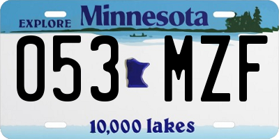 MN license plate 053MZF