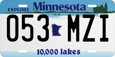 MN license plate 053MZI