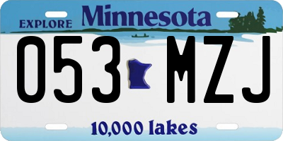 MN license plate 053MZJ