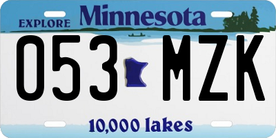 MN license plate 053MZK