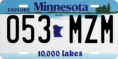 MN license plate 053MZM