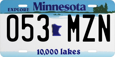 MN license plate 053MZN
