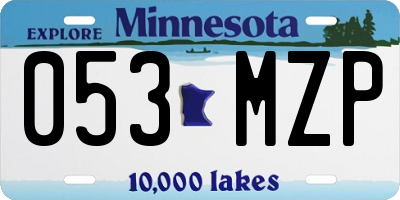 MN license plate 053MZP