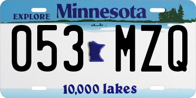 MN license plate 053MZQ