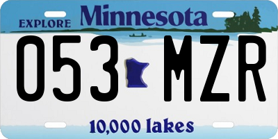 MN license plate 053MZR