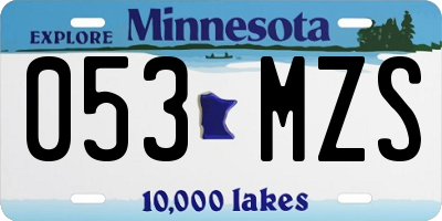 MN license plate 053MZS