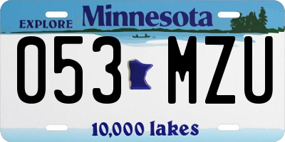 MN license plate 053MZU