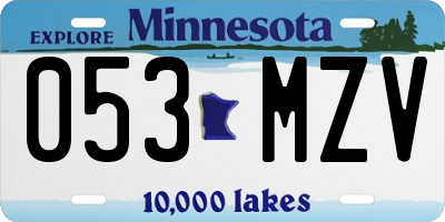 MN license plate 053MZV