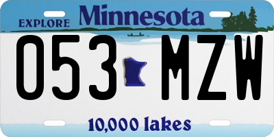 MN license plate 053MZW