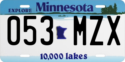 MN license plate 053MZX