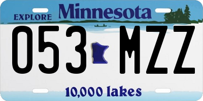 MN license plate 053MZZ