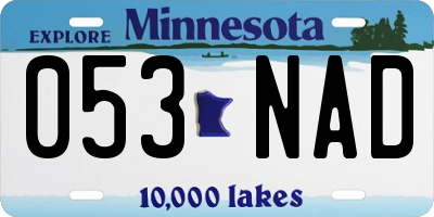 MN license plate 053NAD