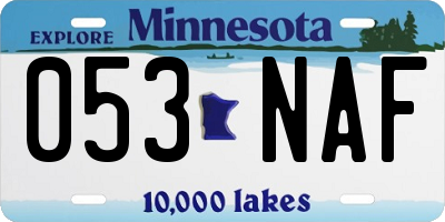 MN license plate 053NAF