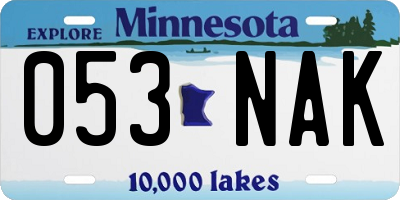 MN license plate 053NAK