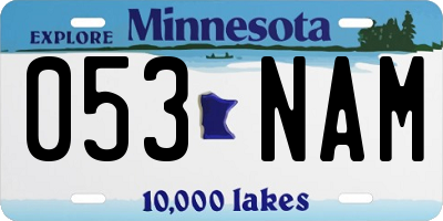 MN license plate 053NAM