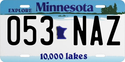 MN license plate 053NAZ