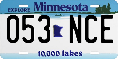 MN license plate 053NCE