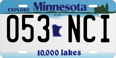 MN license plate 053NCI