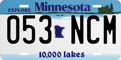 MN license plate 053NCM