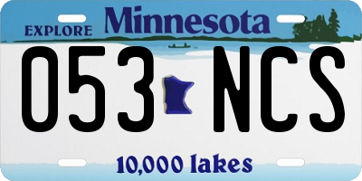 MN license plate 053NCS