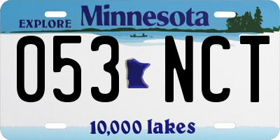 MN license plate 053NCT