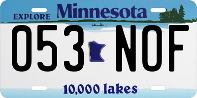 MN license plate 053NOF