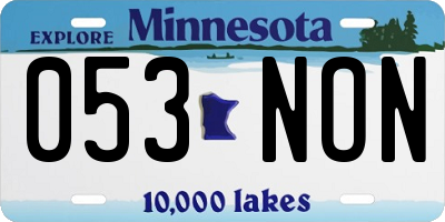 MN license plate 053NON
