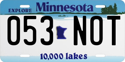 MN license plate 053NOT