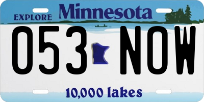 MN license plate 053NOW