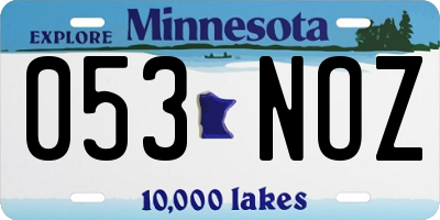 MN license plate 053NOZ