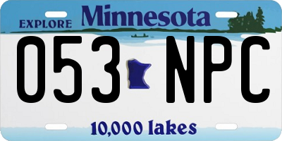 MN license plate 053NPC