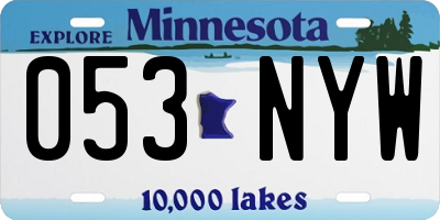 MN license plate 053NYW
