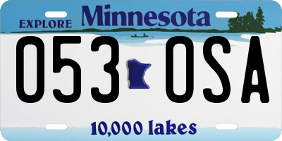 MN license plate 053OSA