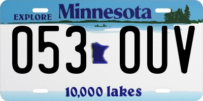MN license plate 053OUV