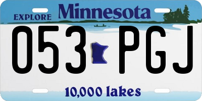 MN license plate 053PGJ