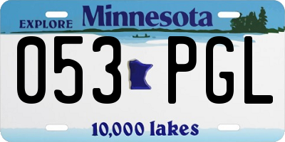 MN license plate 053PGL