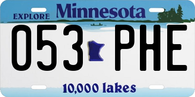 MN license plate 053PHE