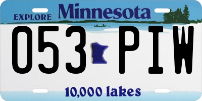 MN license plate 053PIW