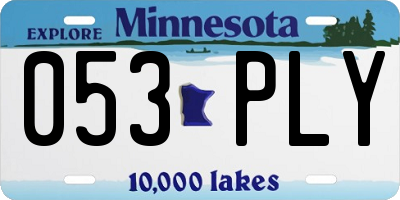 MN license plate 053PLY