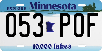 MN license plate 053POF